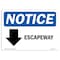 Signmission OSHA Notice, 5" Height, Escapeway Down Arrow Sign With Symbol, 7" X 5", Landscape OS-NS-D-57-L-12150 - alternate 1